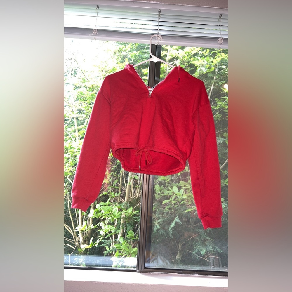 Forever21 Cropped Red Hoodie